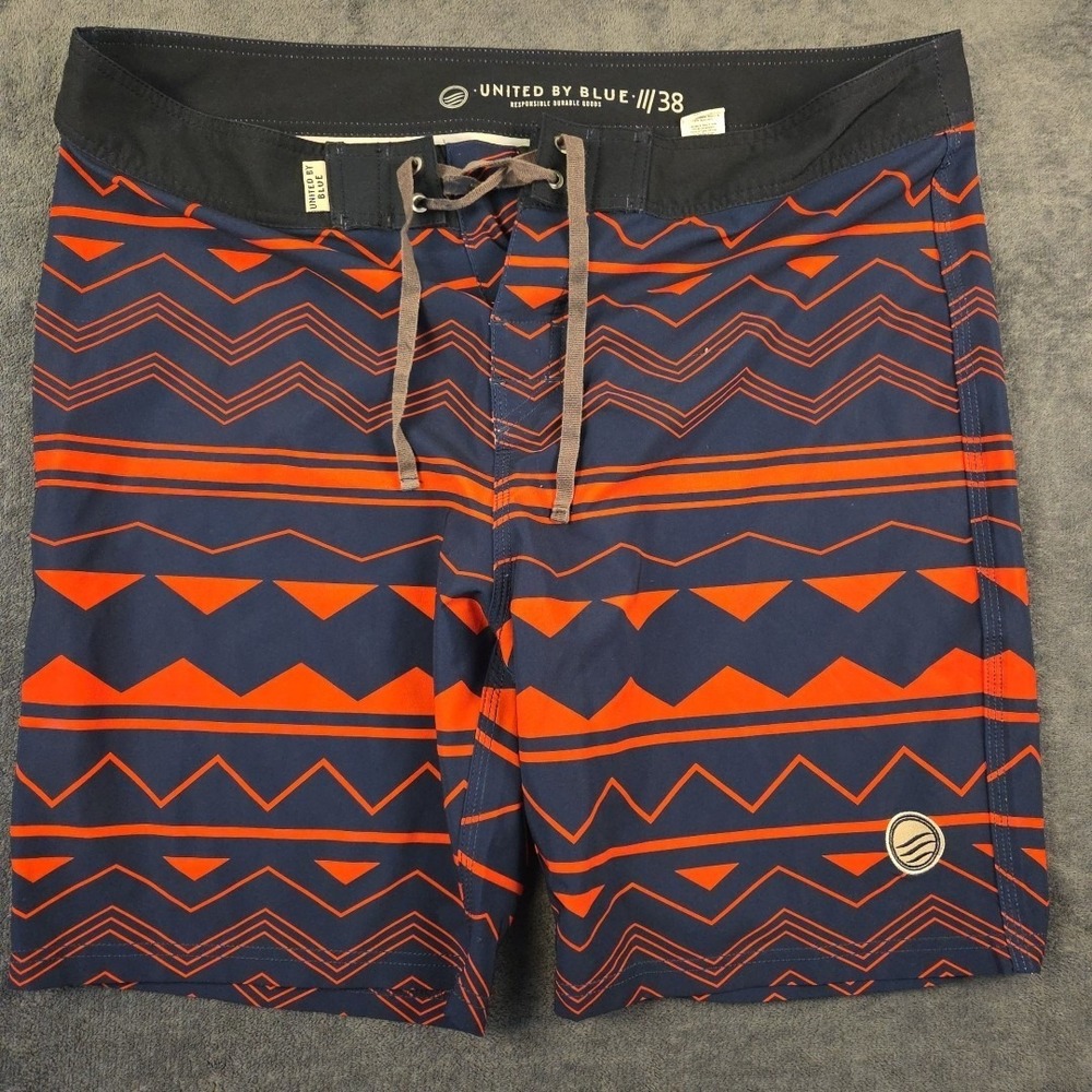 United By Blue Swim Trunks Size 38 Red And Navy Pattern